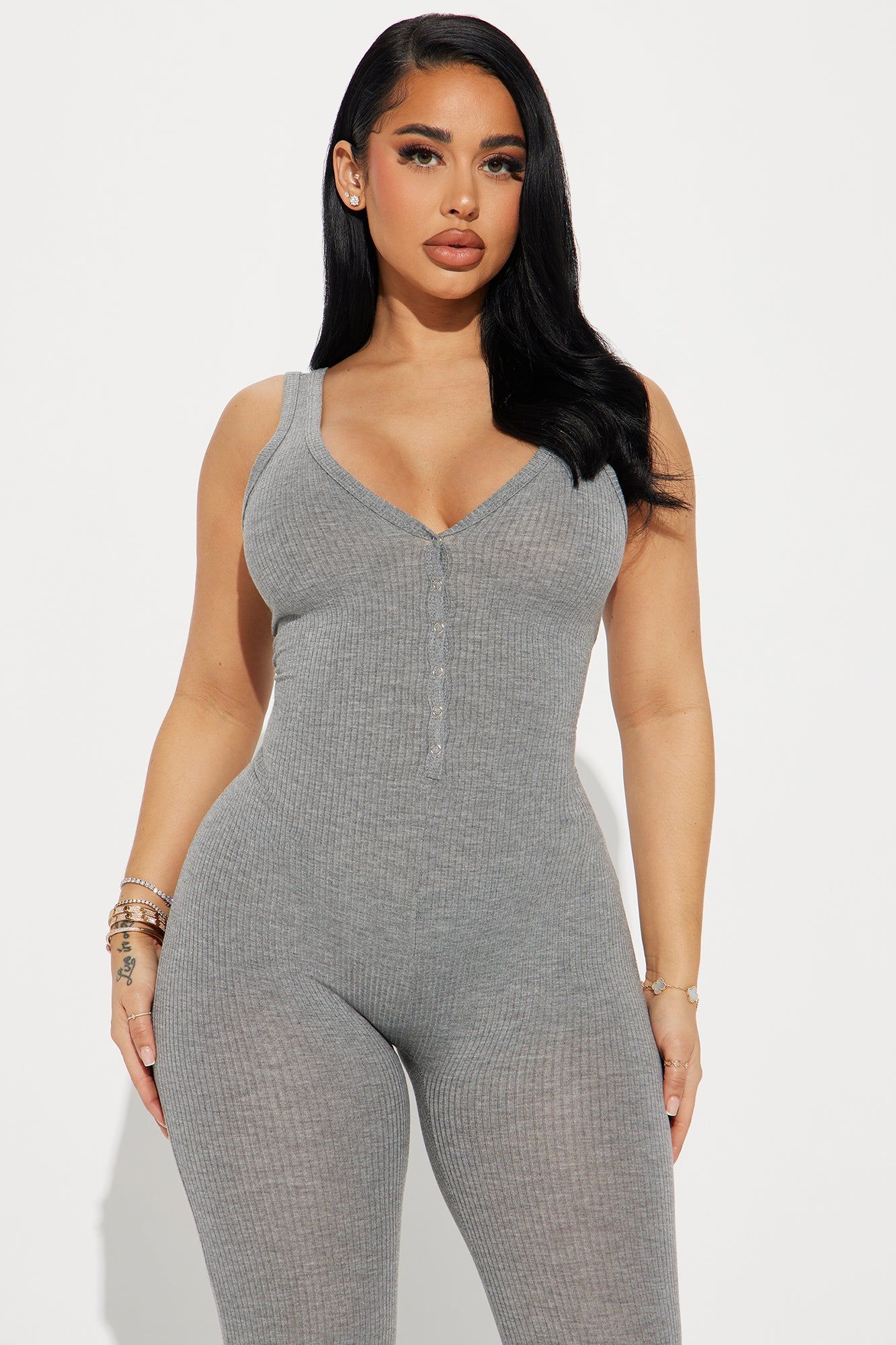Monique Ribbed Jumpsuit - Heather Grey sold by Fashion Nova product image thumbnail 2