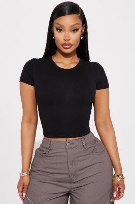 Sadie Short Sleeve Tee - Black sold by Fashion Nova