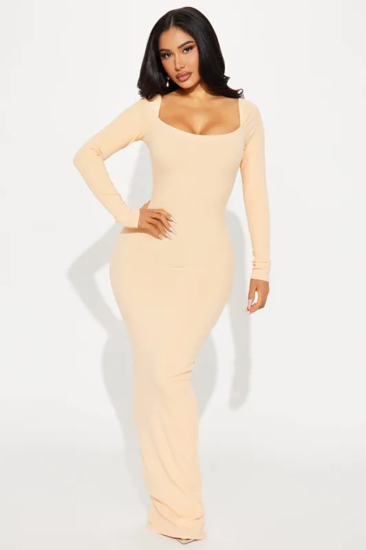 Clara Snatched Maxi Dress - Peach sold by Fashion Nova