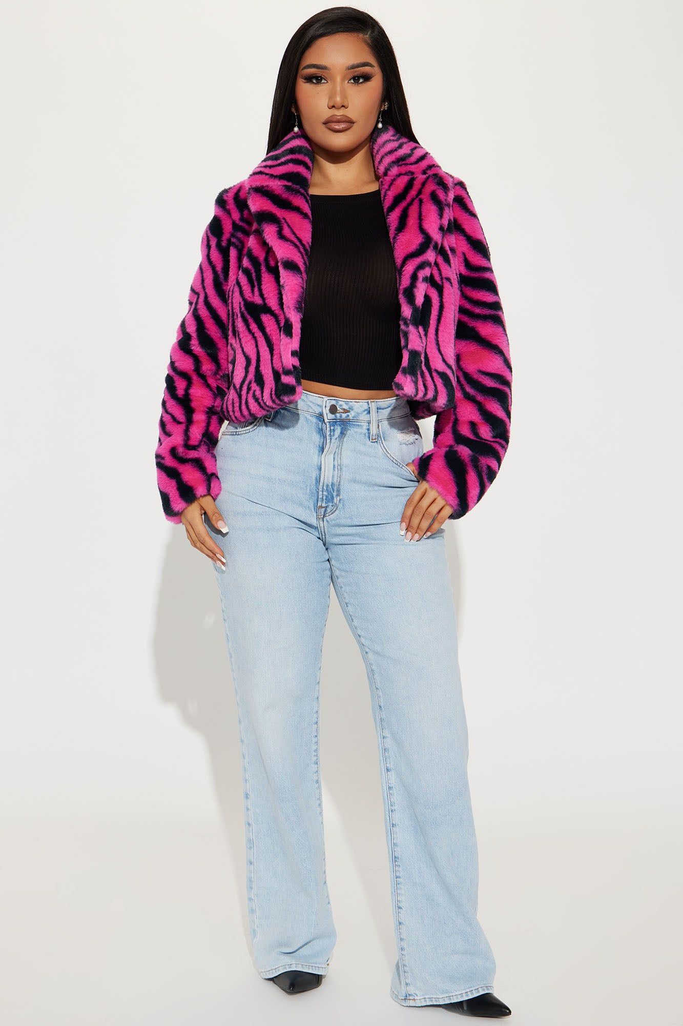 Safari Trip Faux Fur Jacket - Fuchsia/combo sold by Fashion Nova product image thumbnail 2