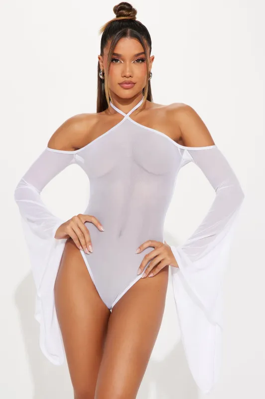 Caught In A Whirlwind Mesh Dance Bodysuit - White sold by Fashion Nova
