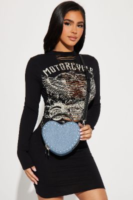 Stole My Heart Handbag - Light Wash sold by Fashion Nova