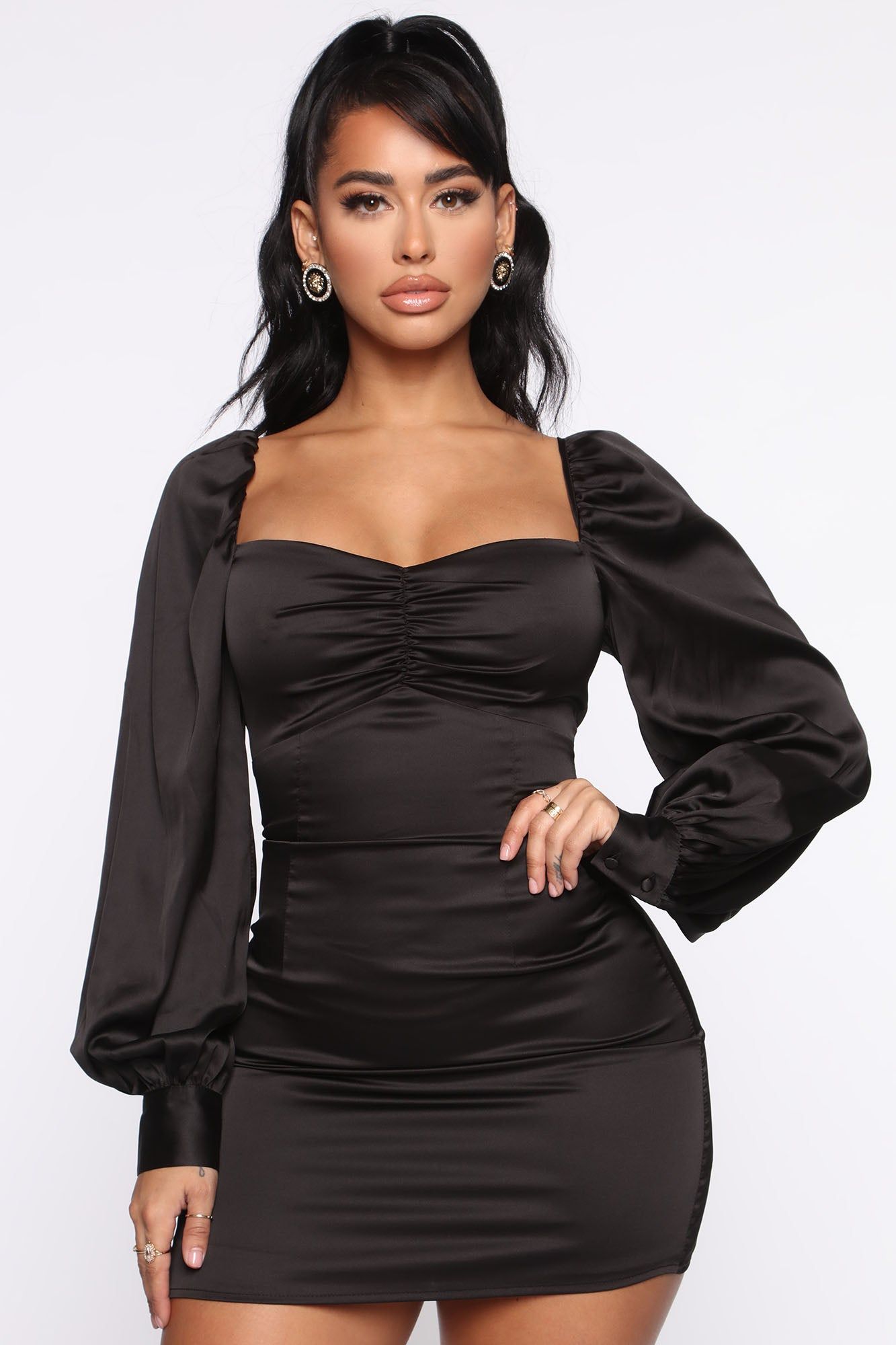Add Some Sugar Satin Mini Dress - Black sold by Fashion Nova product image thumbnail 2