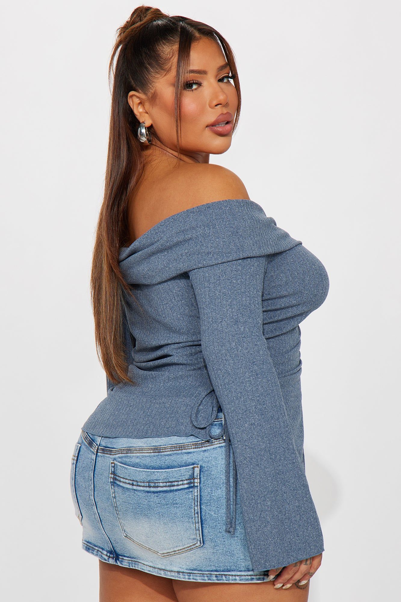 Luna Off Shoulder Top - Denim sold by Fashion Nova product image thumbnail 6