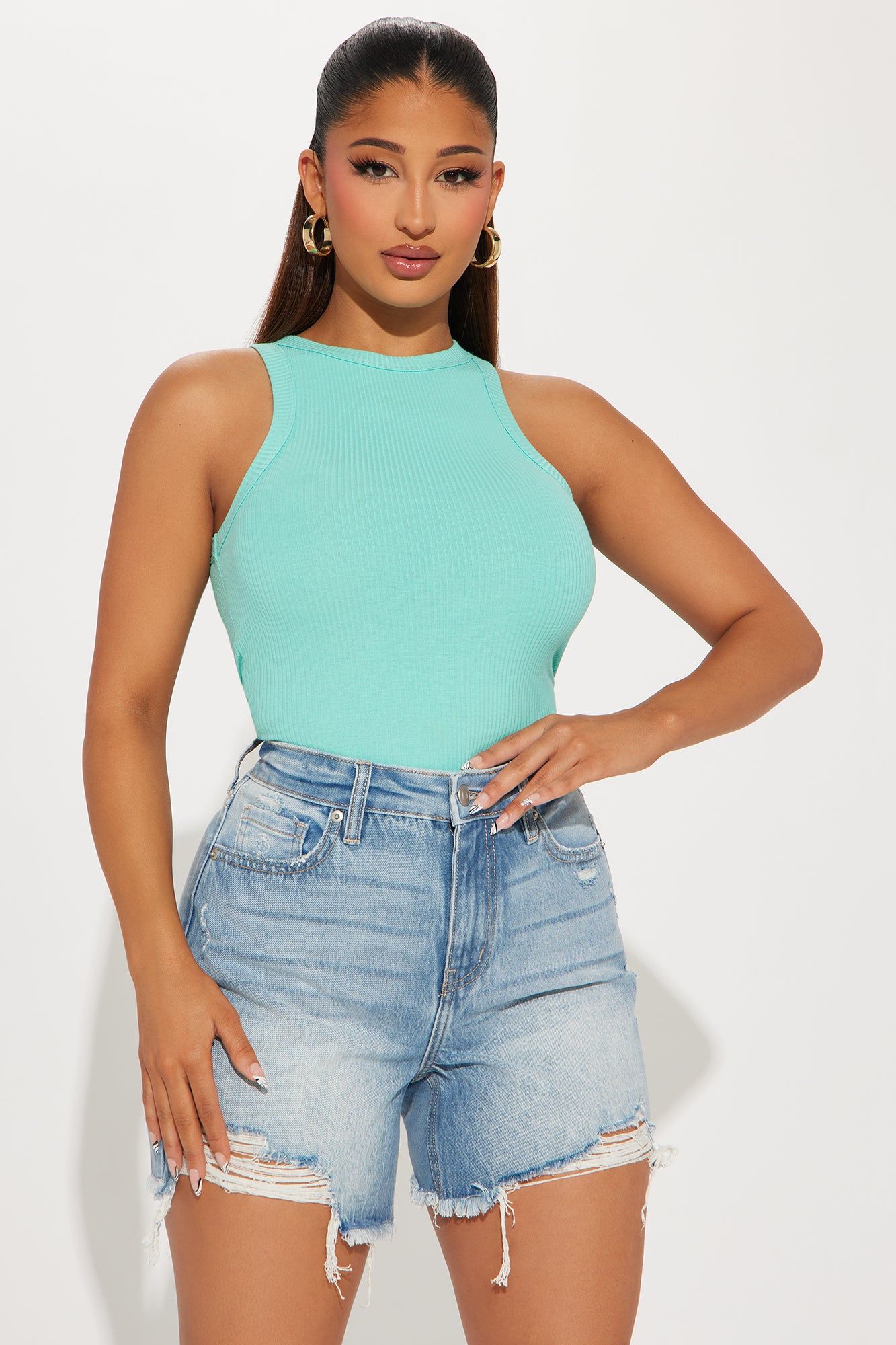 Reina Ribbed Tee - Green sold by Fashion Nova