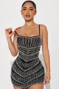 Grace Embellished Mini Dress - Black sold by Fashion Nova