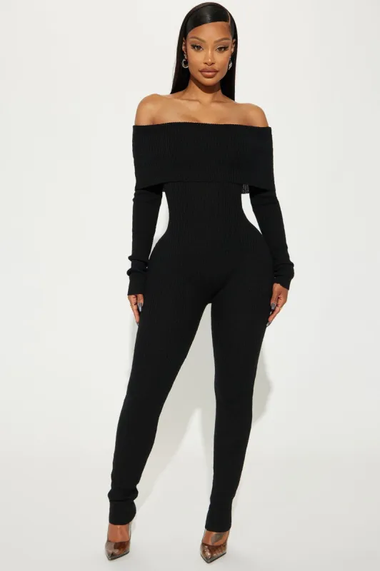 Always Loyal Sweater Jumpsuit - Black sold by Fashion Nova