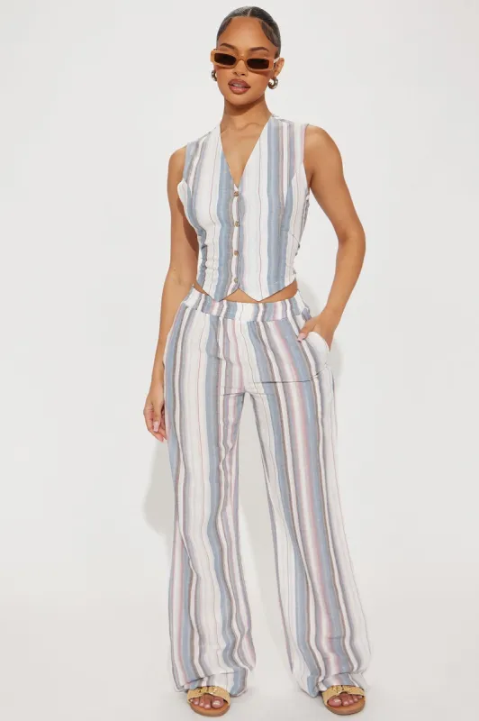 Perfect Fit Striped Pant Set - Blue/combo sold by Fashion Nova