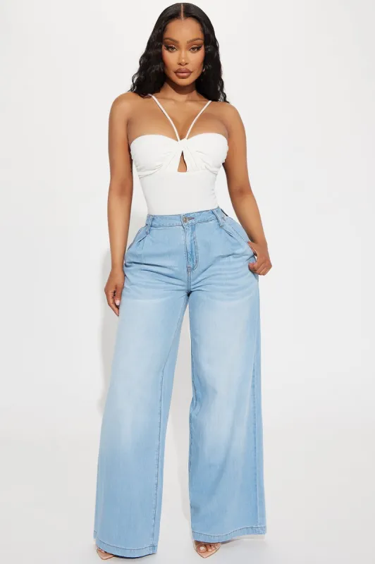 Quite The Reputation Trouser Jeans - Light Wash sold by Fashion Nova