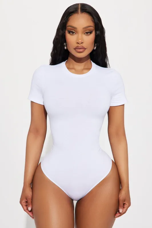 Cambria Short Sleeve Bodysuit - White sold by Fashion Nova