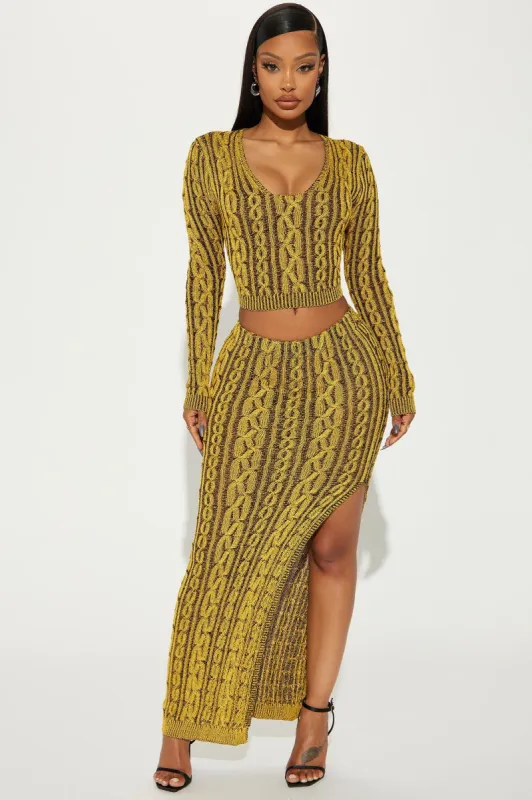 Hold Me Sweater Skirt Set - Mustard sold by Fashion Nova