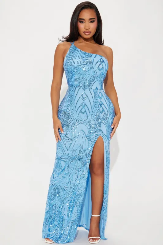 Maren Sequin Gown - Blue sold by Fashion Nova