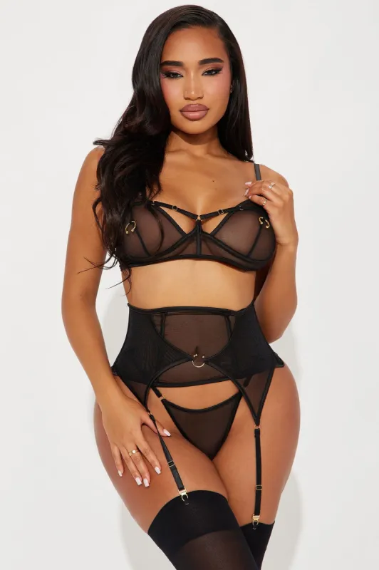 Your Guilty Pleasure Mesh 3 Piece Garter Set - Black sold by Fashion Nova