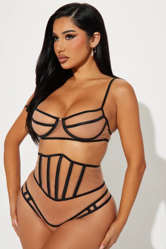 Seductive Look Mesh Corset Set - Nude/combo sold by Fashion Nova