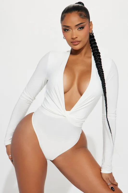 Lizette Twist Front Bodysuit - Ivory sold by Fashion Nova