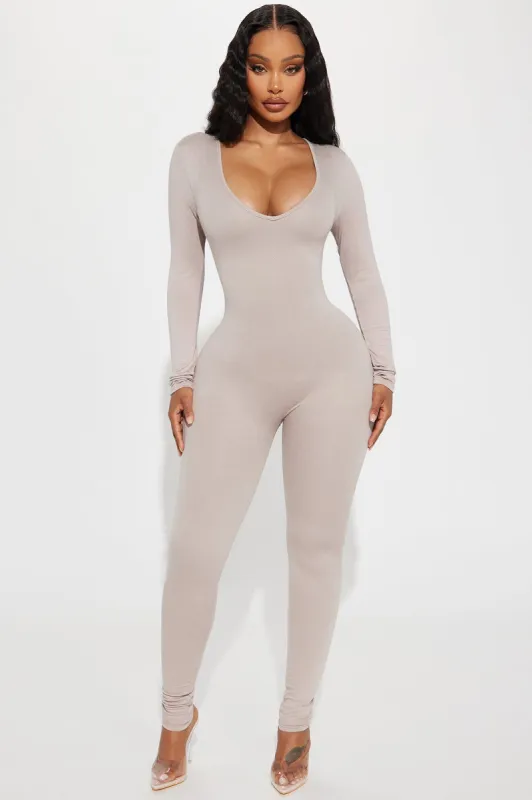 Natalia Smooth Snatched Jumpsuit - Sand sold by Fashion Nova