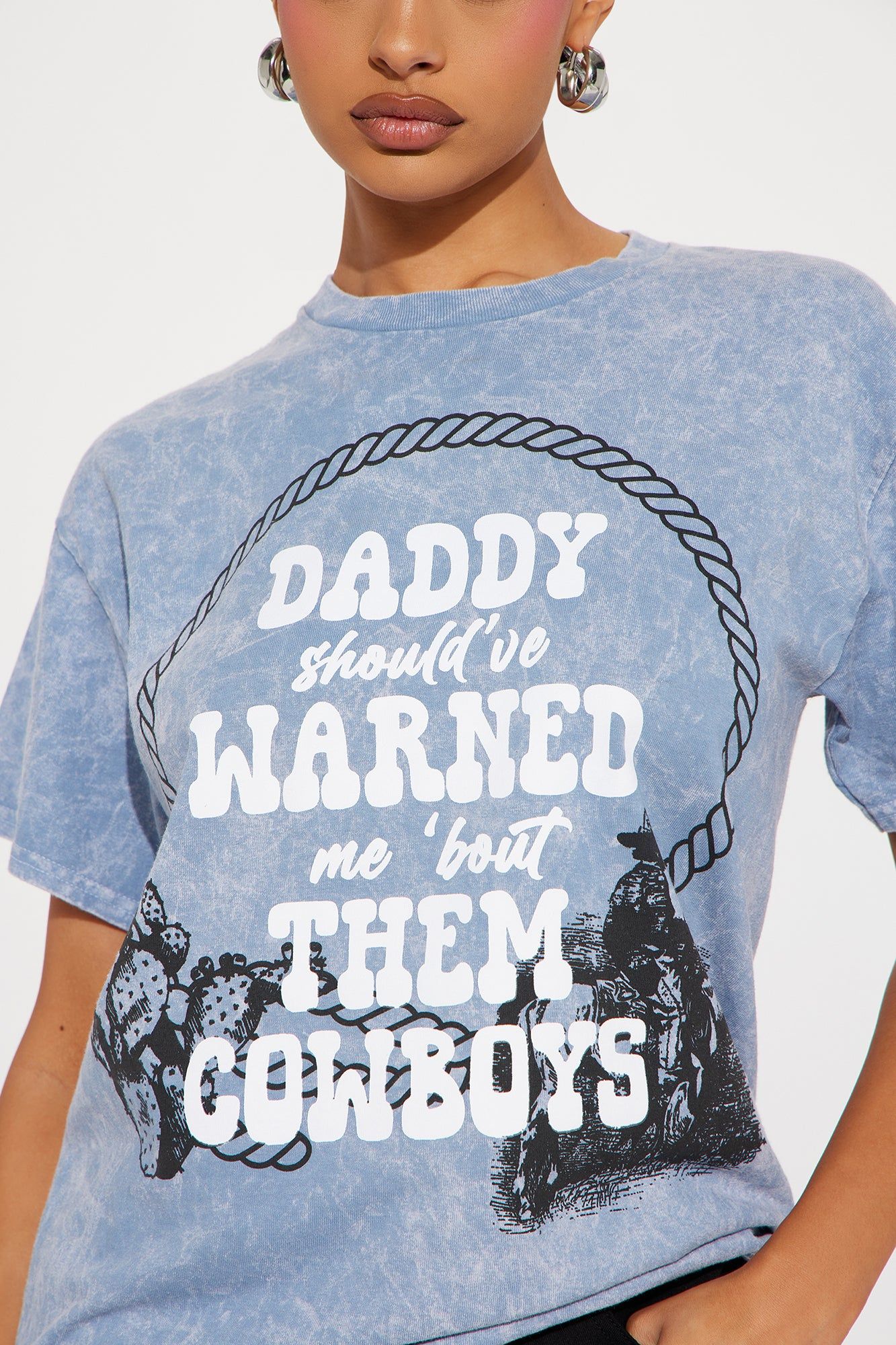 Warned Me About Cowboys Washed Tee - Slate Blue sold by Fashion Nova product image thumbnail 3