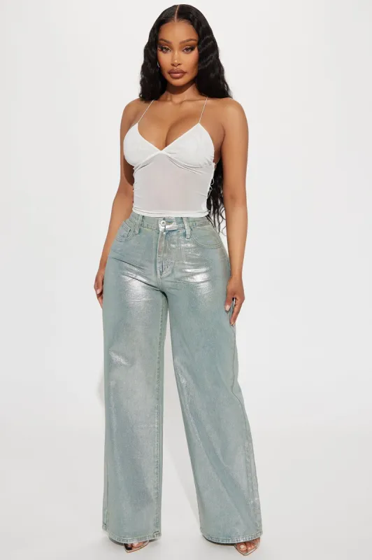 The Silver Screen Metallic Baggy Jeans - Vintage Wash sold by Fashion Nova