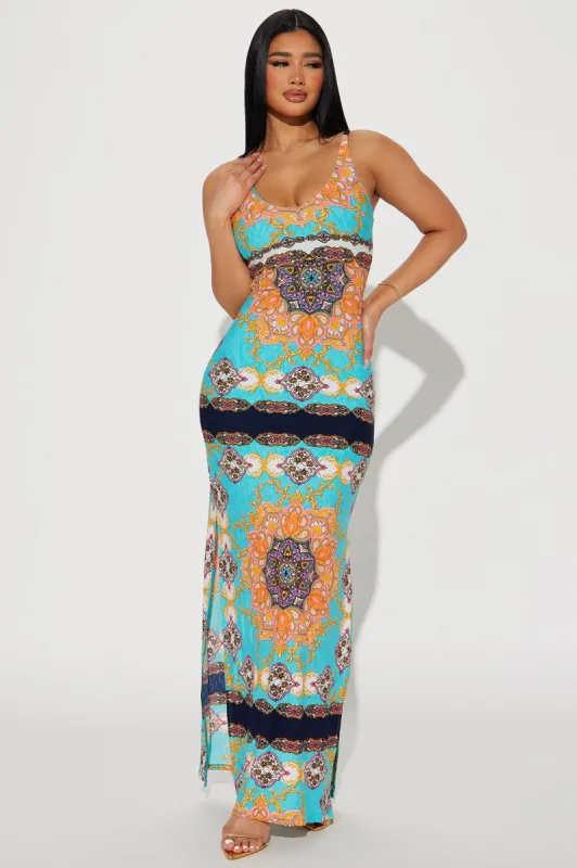 Saylor Printed Maxi Dress - Jade/Combo sold by Fashion Nova