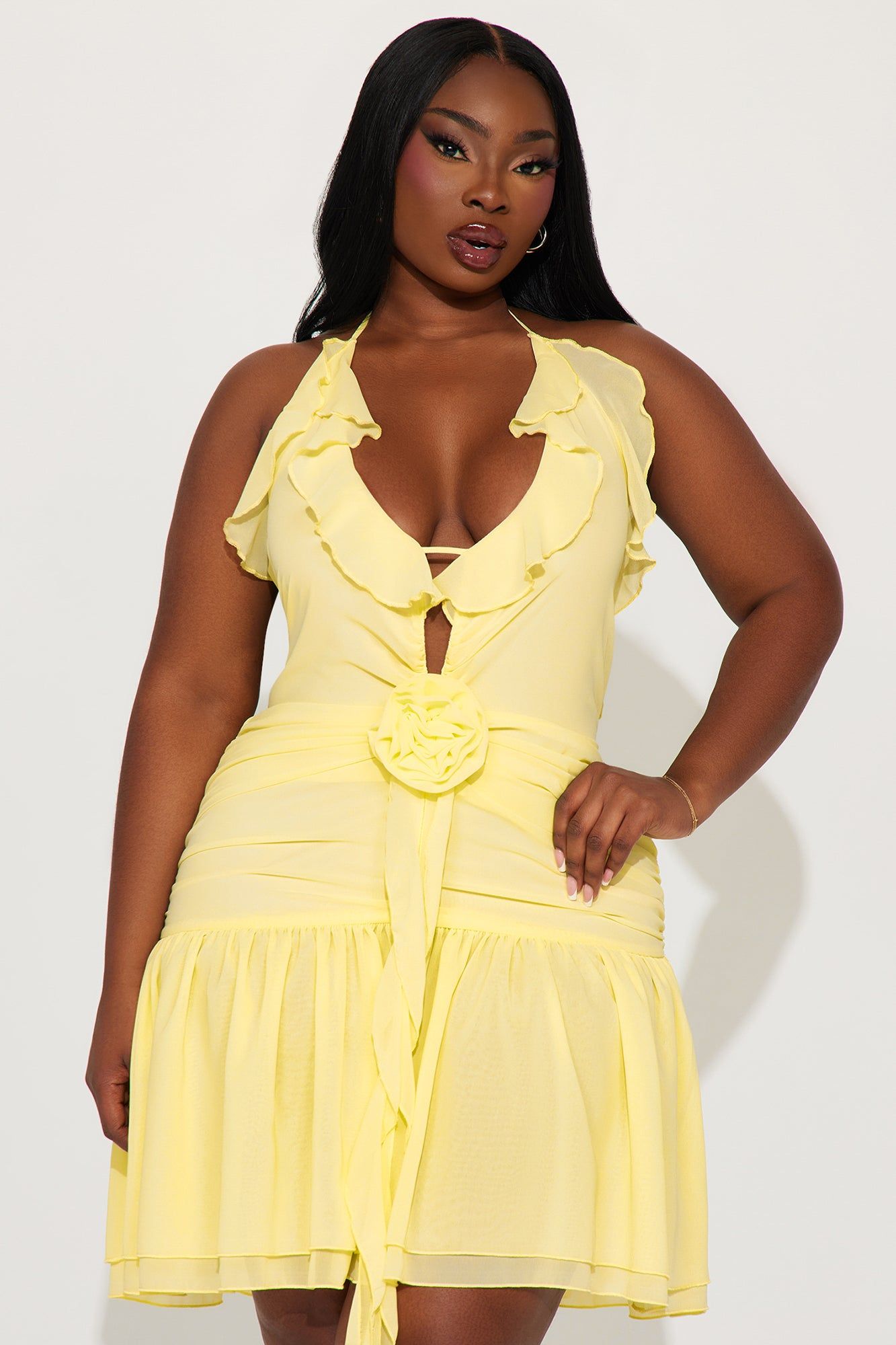 Emily Chiffon Mini Dress - Yellow sold by Fashion Nova product image thumbnail 4