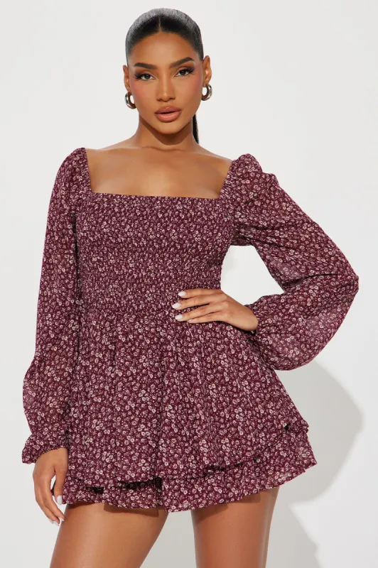 Get Along Together Romper - Burgundy sold by Fashion Nova