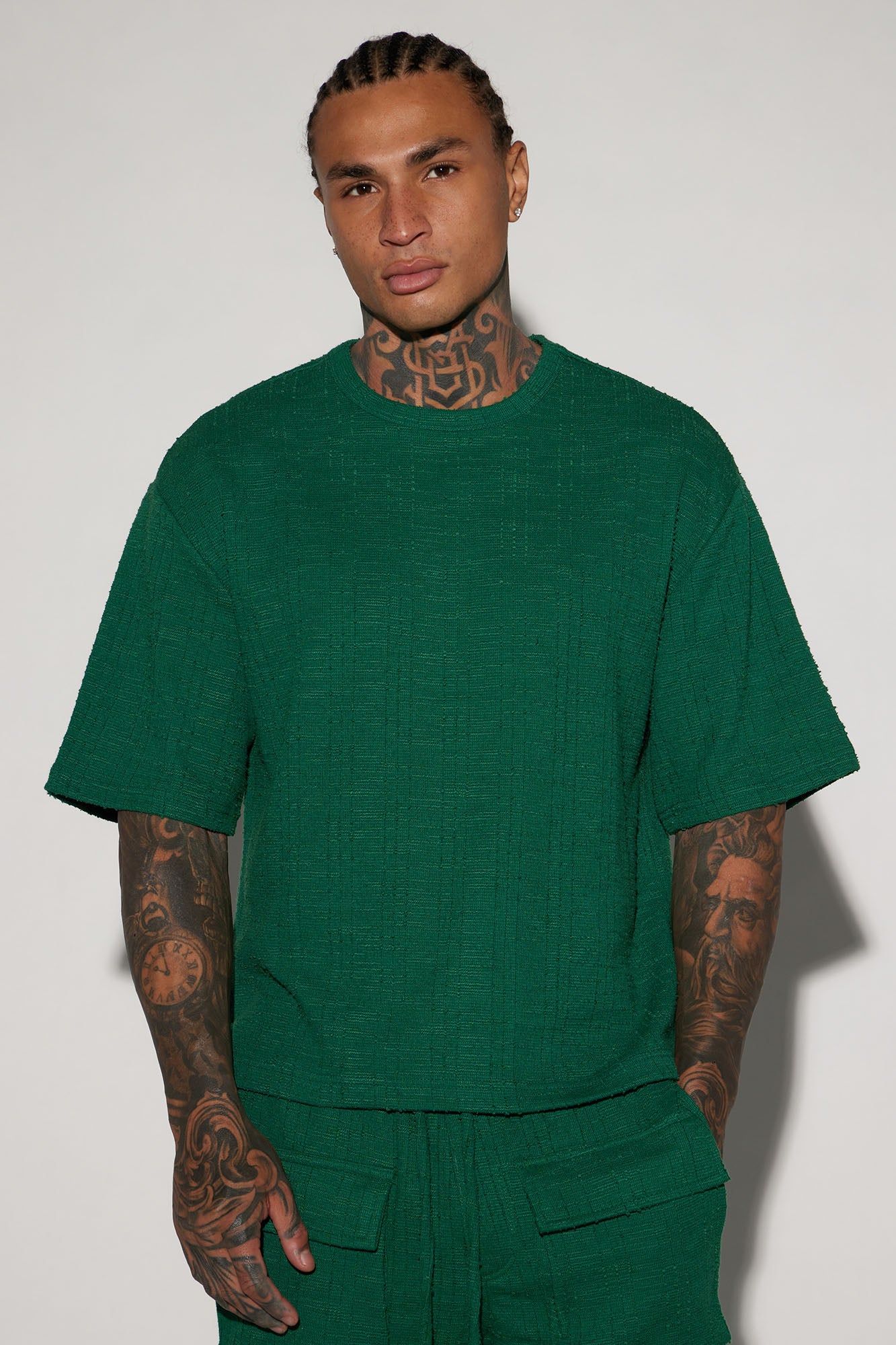 Jordan Textured Short Sleeve Tee - Green sold by Fashion Nova