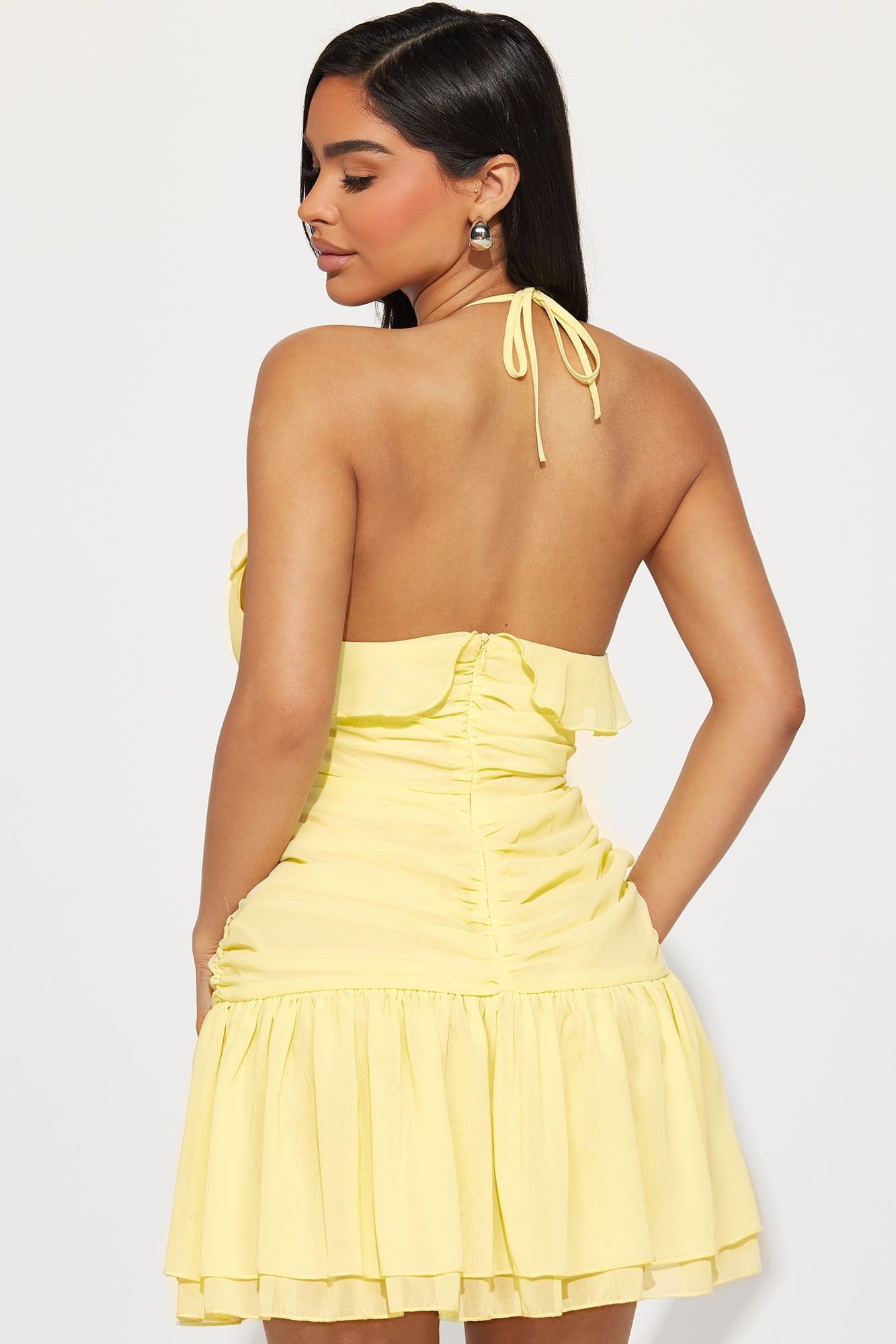 Emily Chiffon Mini Dress - Yellow sold by Fashion Nova product image thumbnail 3