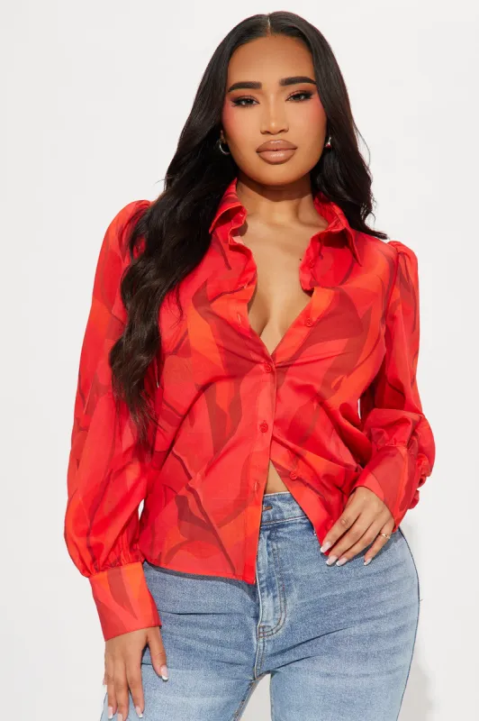 Adelynn Shirt - Red/combo sold by Fashion Nova