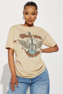 1980 Rock World Tour Graphic Tee - Sand sold by Fashion Nova
