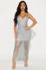 Vanessa Sequin Crochet Maxi Dress - Silver sold by Fashion Nova