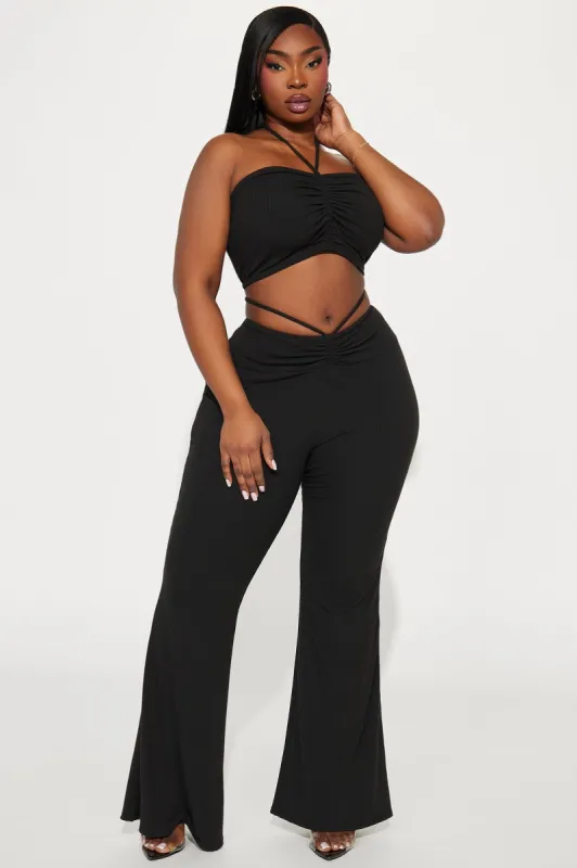 Kayleen Ribbed Pant Set - Black sold by Fashion Nova