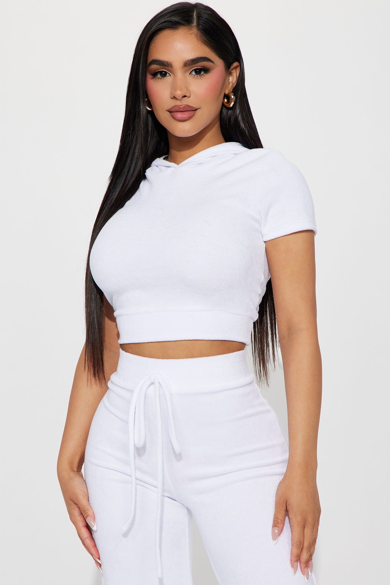 Petite Sabrina Terry Cloth Pant Set - White sold by Fashion Nova product image thumbnail 2
