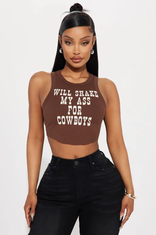 Will Shake My Ass For Cowboys Tank - Brown sold by Fashion Nova
