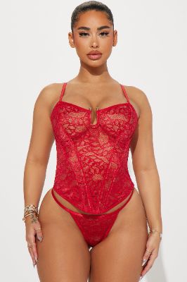 Hiss And Tell Snake Lace 2 Piece Set - Red sold by Fashion Nova