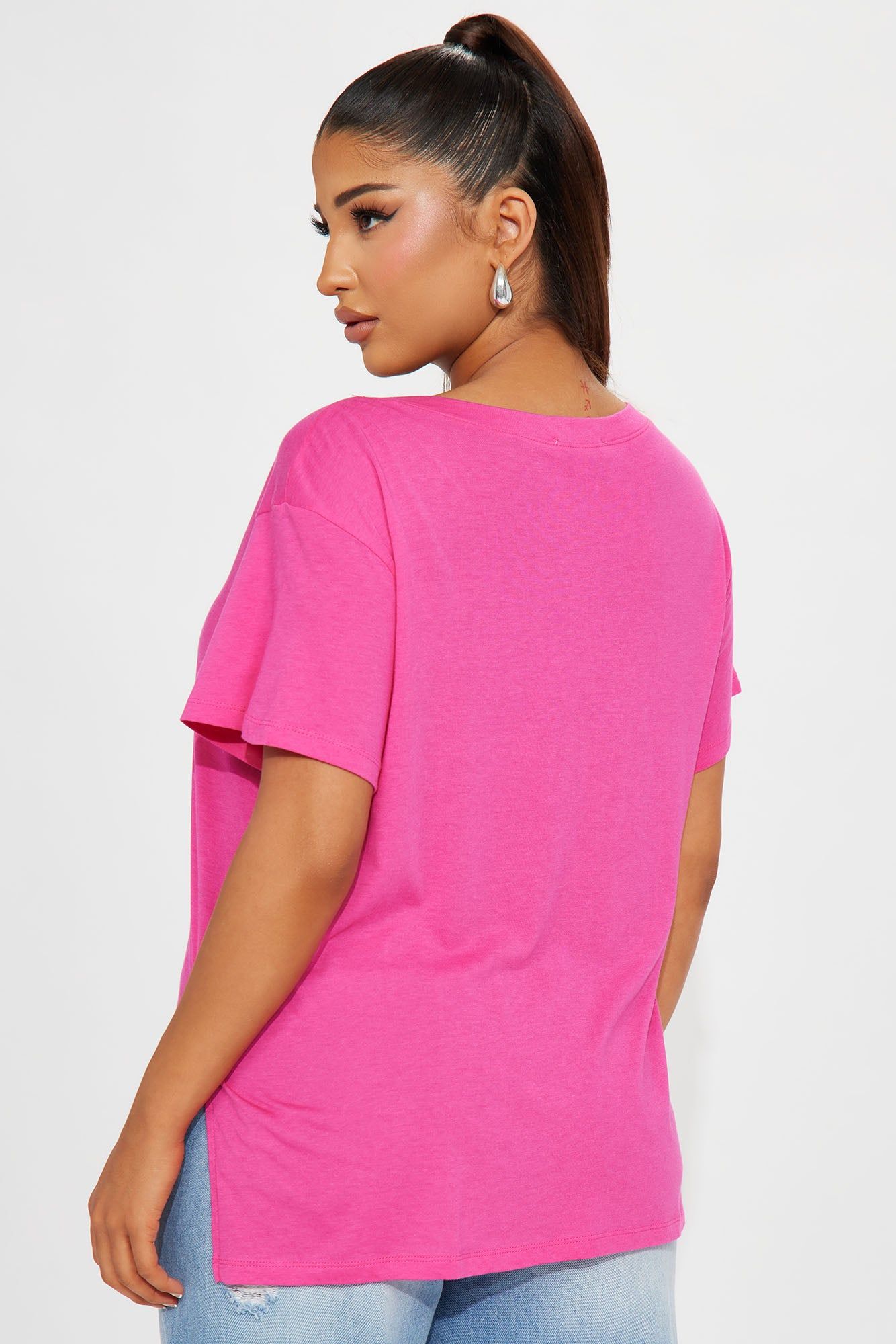 Veronica V-Neck Top - Fuchsia sold by Fashion Nova product image thumbnail 3