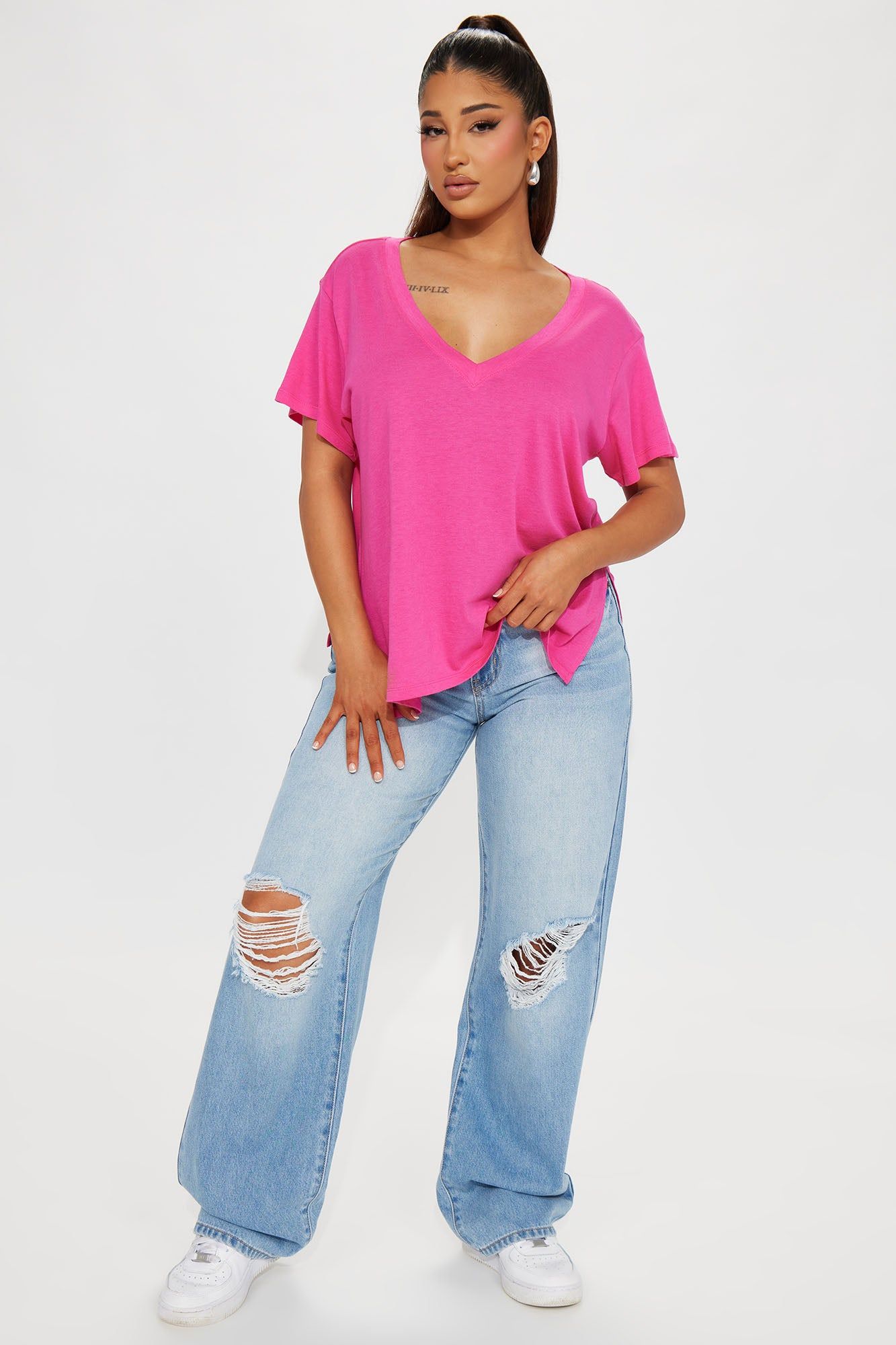 Veronica V-Neck Top - Fuchsia sold by Fashion Nova product image thumbnail 2