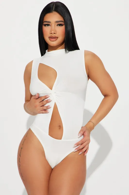 Knot Your Type Bodysuit - White sold by Fashion Nova