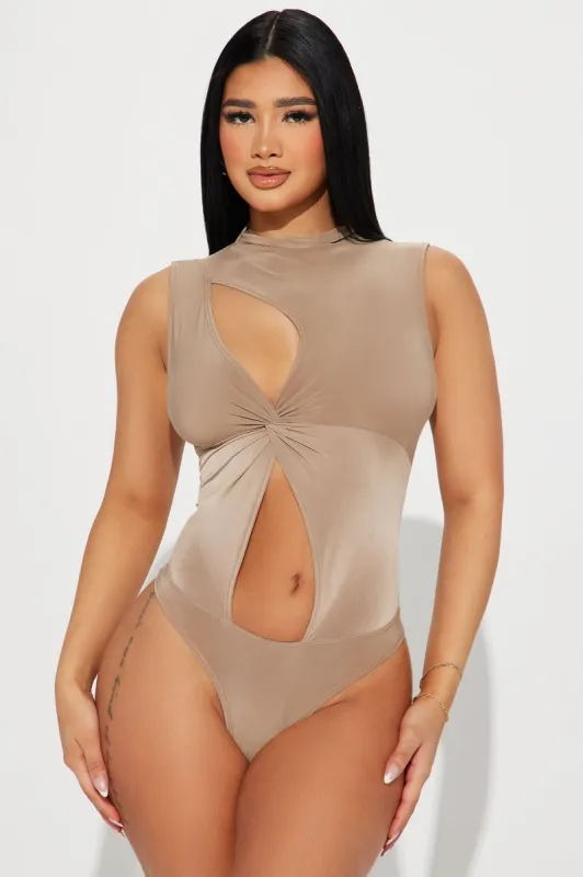 Knot Your Type Bodysuit - Taupe sold by Fashion Nova