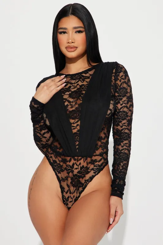 London Lace Bodysuit - Black sold by Fashion Nova