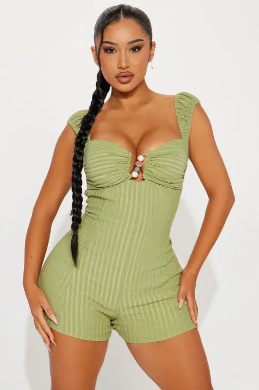 Make Up Romper - Green sold by Fashion Nova