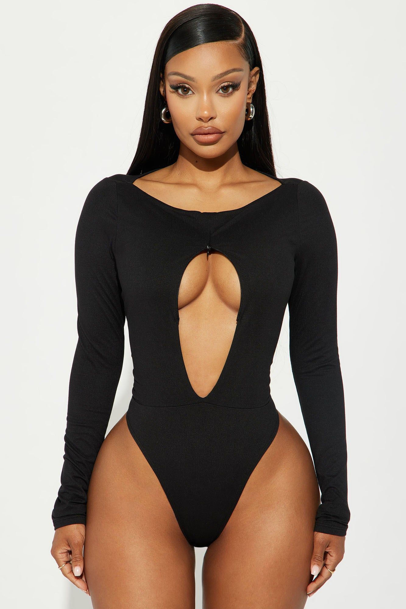 It Only Gets Better Zipper Bodysuit - Black sold by Fashion Nova