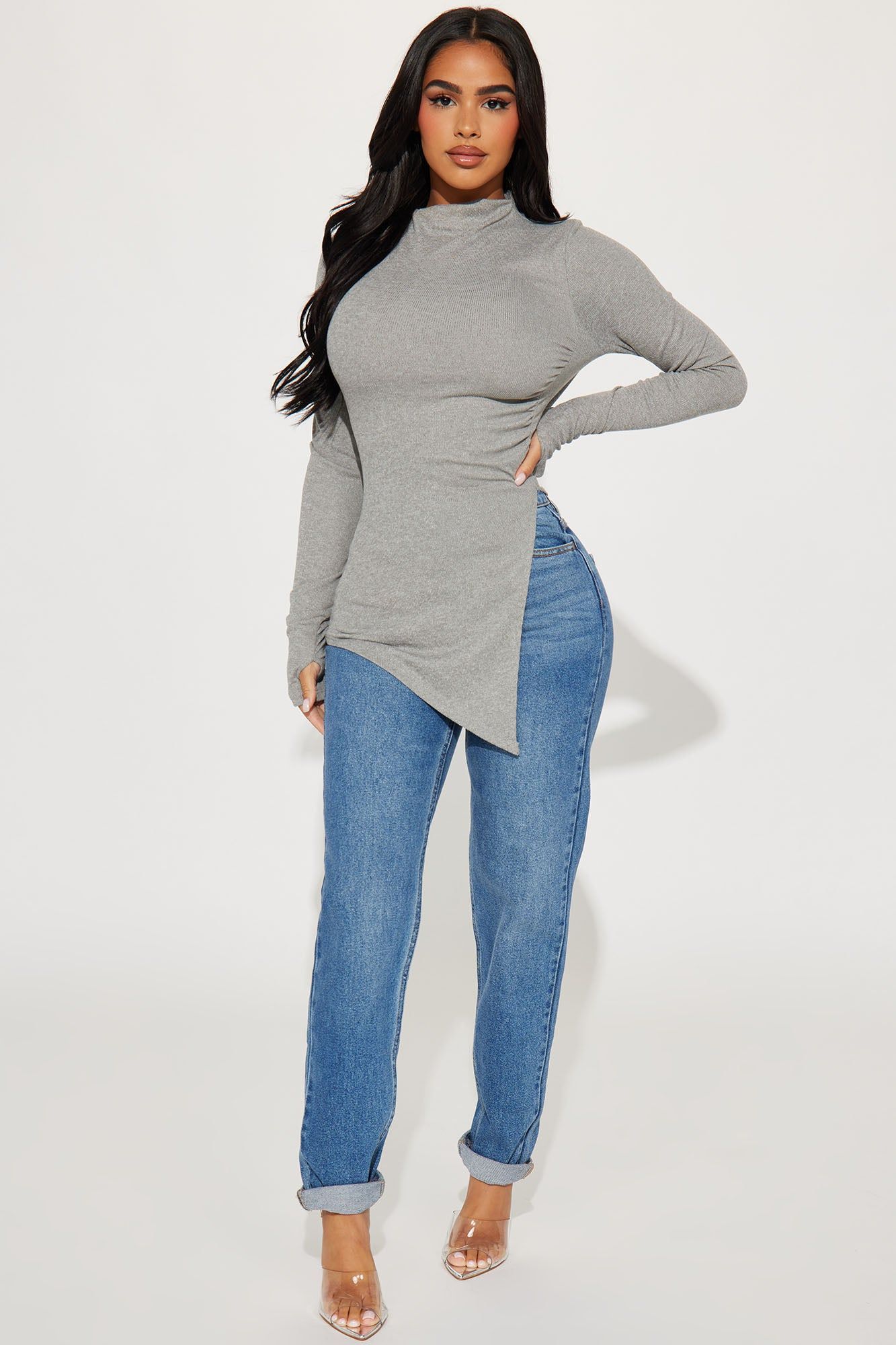 Harmony Ribbed Top - Heather Grey sold by Fashion Nova product image thumbnail 2