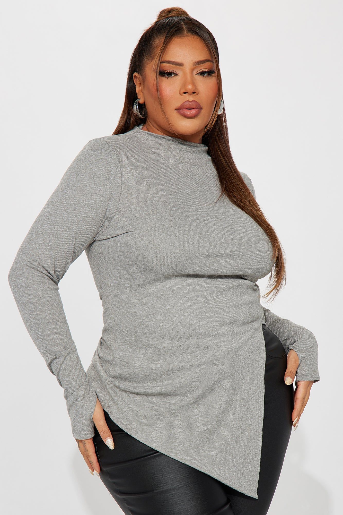 Harmony Ribbed Top - Heather Grey sold by Fashion Nova product image thumbnail 4