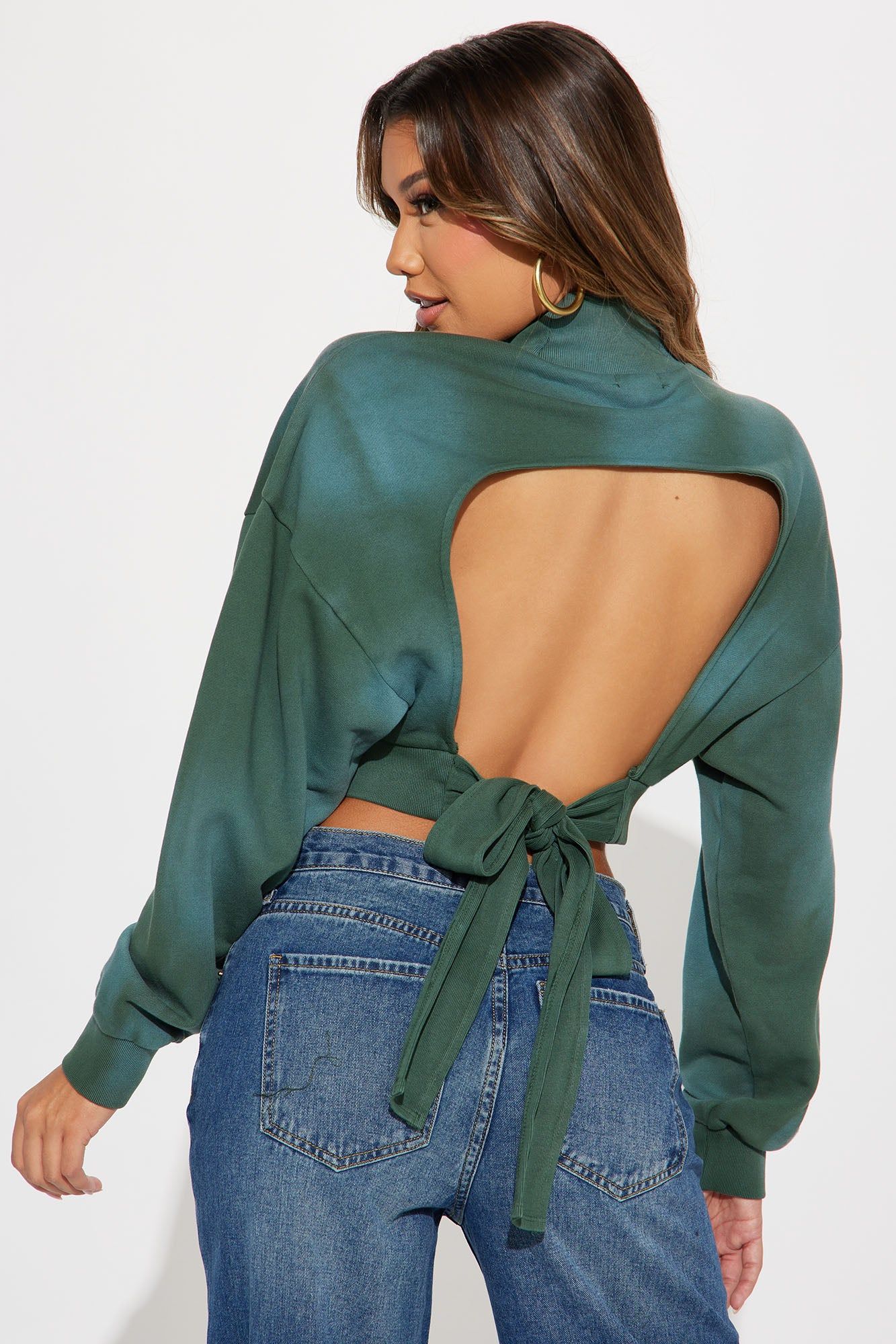Ava Washed Cropped Pull Over - Hunter sold by Fashion Nova product image thumbnail 3
