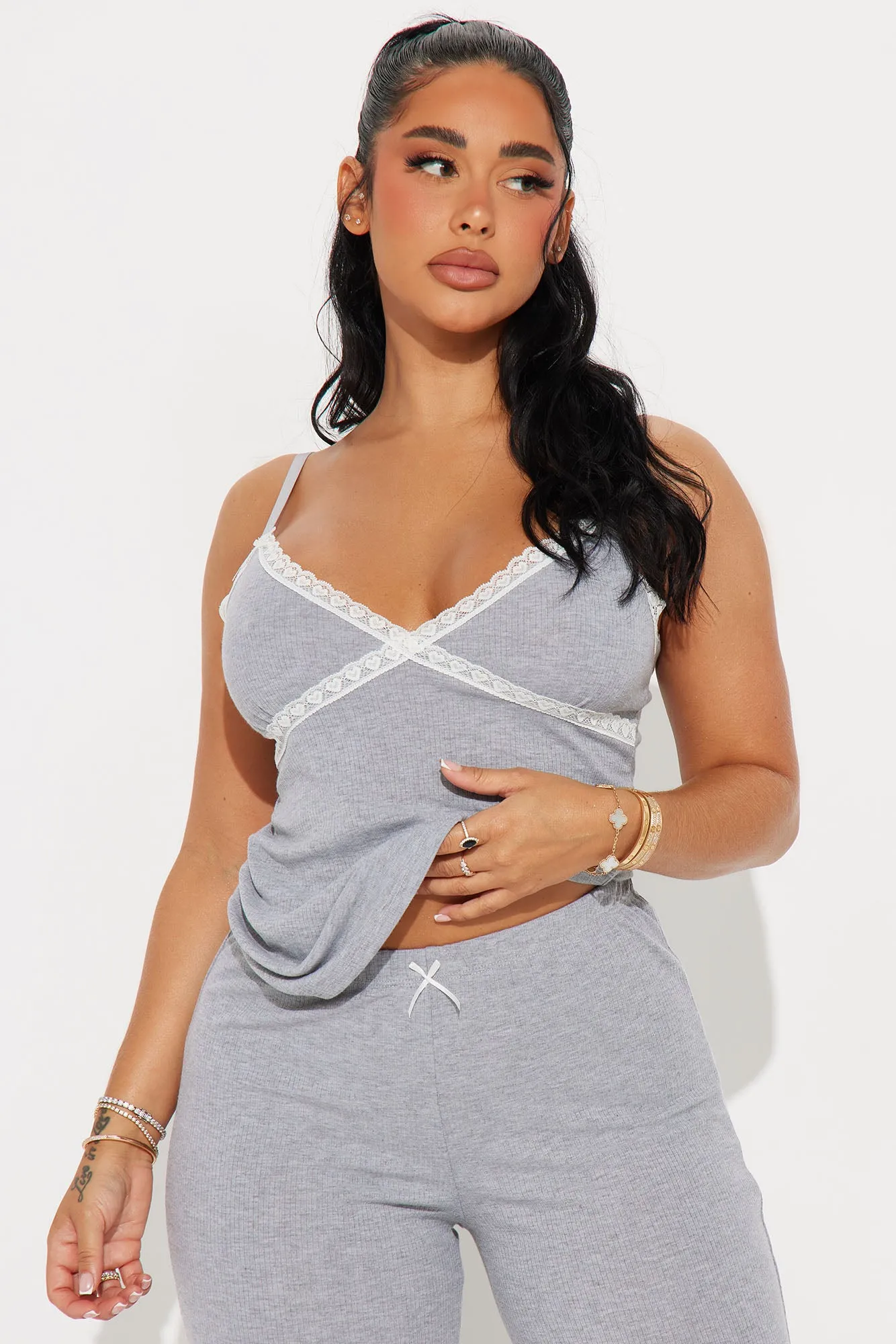 In Your Dreams Ribbed PJ Pant Set - Heather Grey sold by Fashion Nova product image thumbnail 2