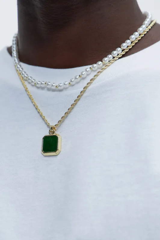 Pearl And Amulet Chain Necklace - Gold sold by Fashion Nova