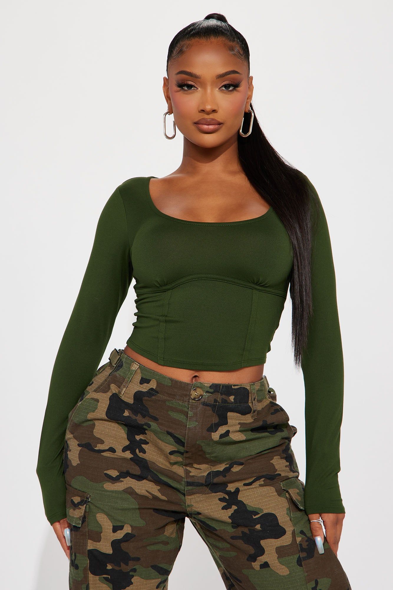 Angelica Scoop Neck Top - Green sold by Fashion Nova