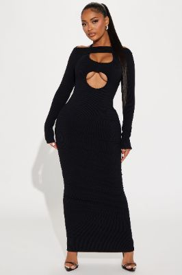 Mari Snatched Maxi Dress - Black sold by Fashion Nova