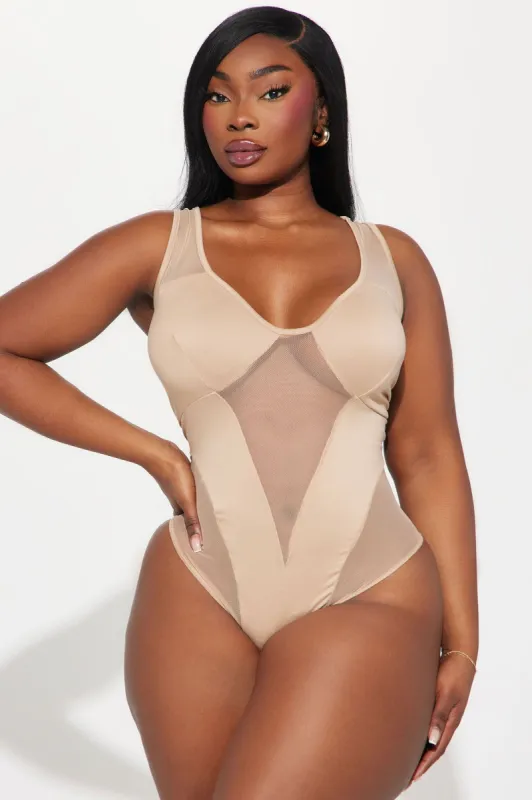 The Boy Is Mine Bodysuit - Taupe/combo sold by Fashion Nova