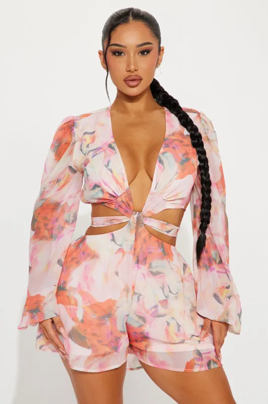 Caught In The Sun Romper - Pink/combo sold by Fashion Nova
